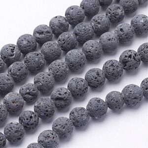 6MM Gray Lava Rock Beads-ONE Gemstone Bead Strand-Jewelry Supplies Crafts NWT